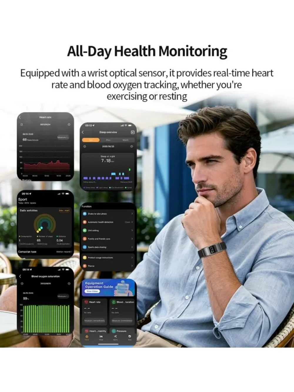 Health & Fitness Tracker Bracelet with Sleep Tracking, Heart Rate Monitor